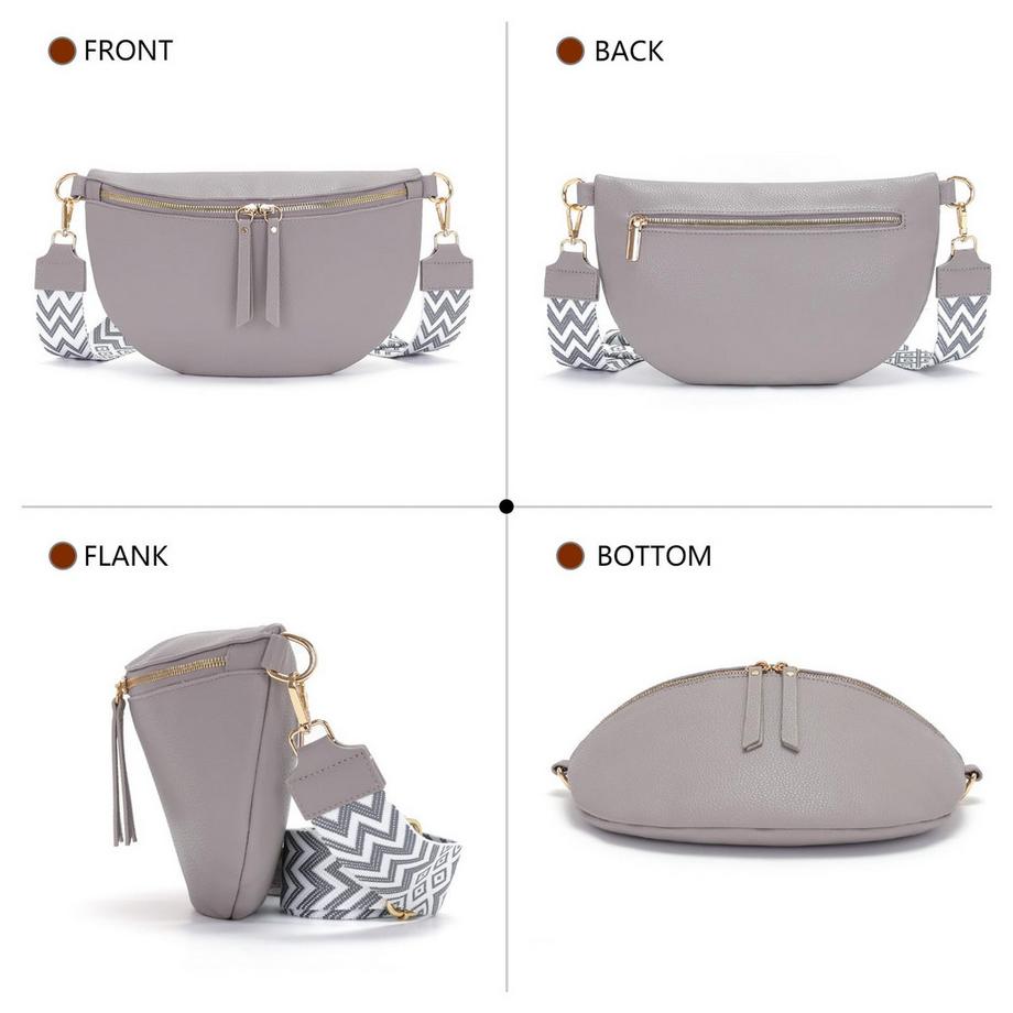 Only-bags.store Grande Marsupio in Pelle Vegana Borsa a Tracolla con Ampia Cinghia  