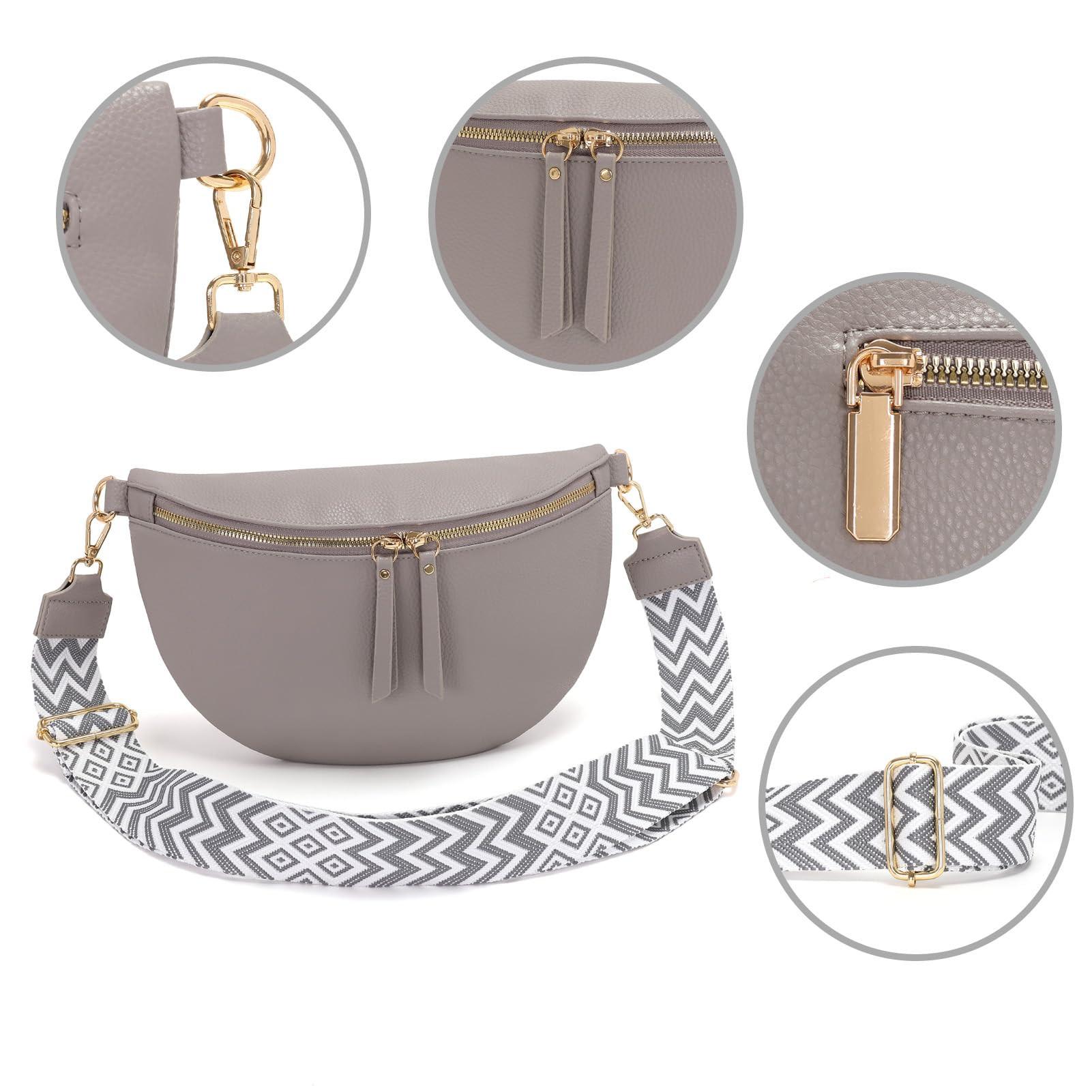 Only-bags.store Große Vegane Leder Gürteltasche Umhängetasche mit breitem Riemen  