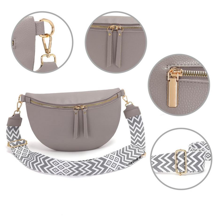 Only-bags.store Grande Marsupio in Pelle Vegana Borsa a Tracolla con Ampia Cinghia  