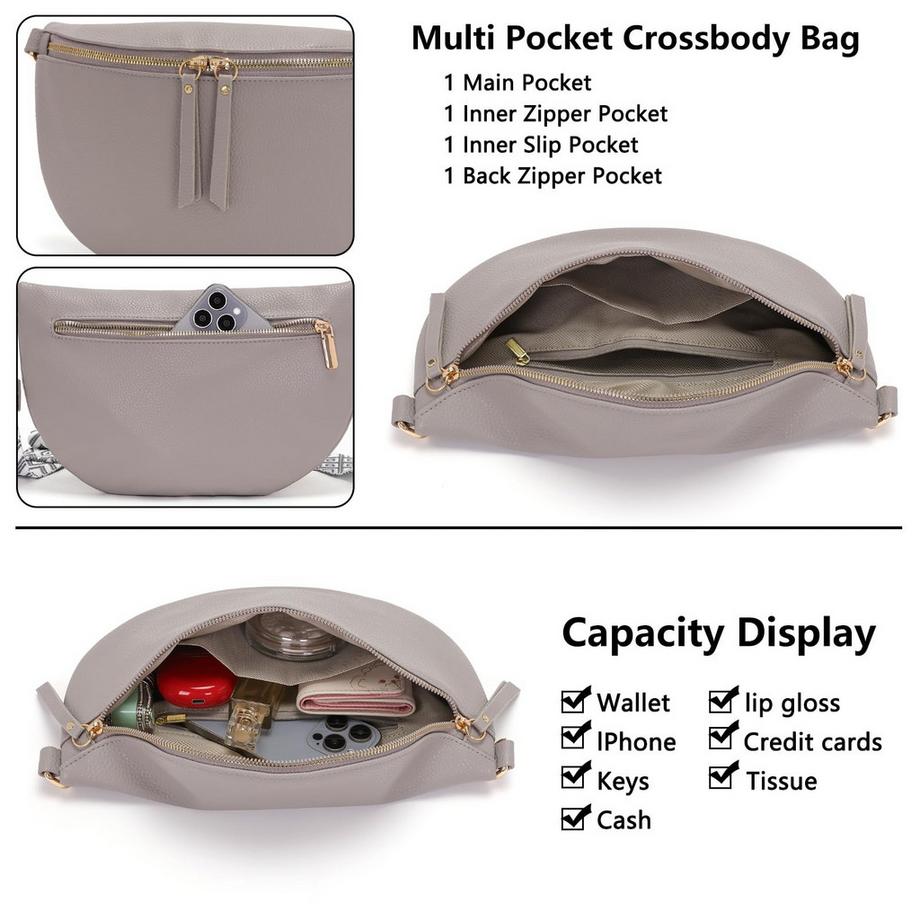 Only-bags.store Grande Marsupio in Pelle Vegana Borsa a Tracolla con Ampia Cinghia  