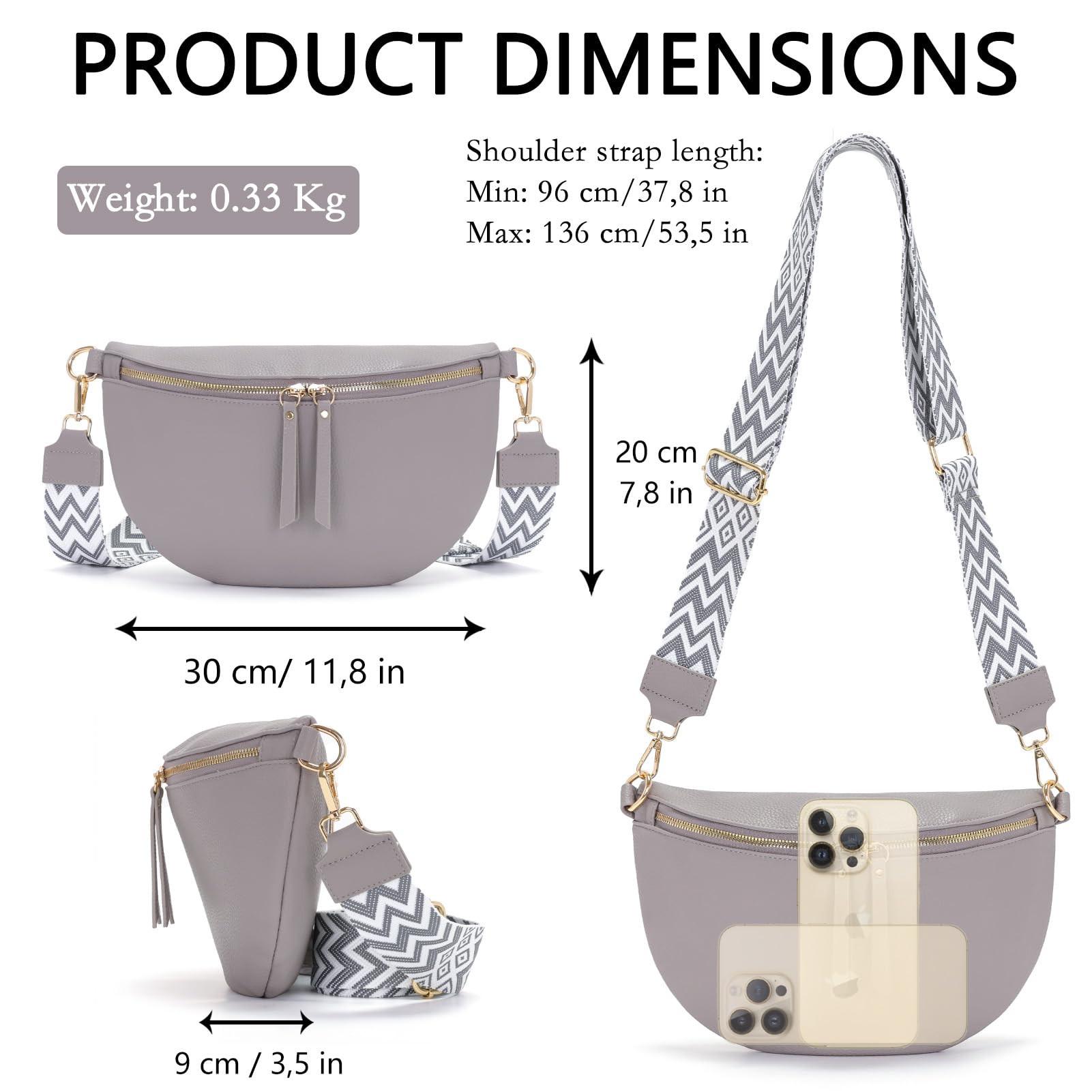 Only-bags.store Große Vegane Leder Gürteltasche Umhängetasche mit breitem Riemen  