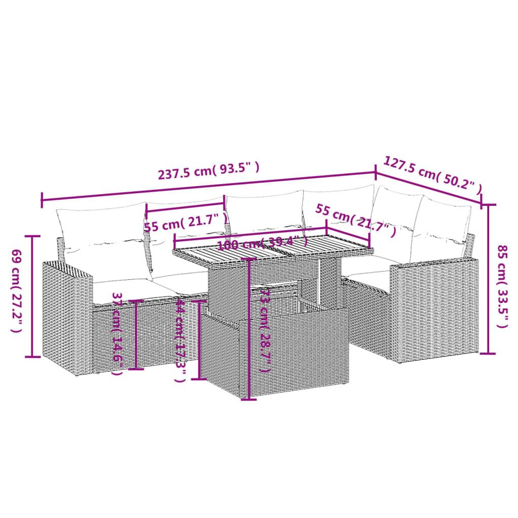 VidaXL set divano da giardino Polirattan  