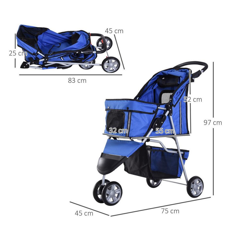 Northio  Chariot Pour Chien Buggy Buggy Chiens Chats Multicolore (Bleu) 