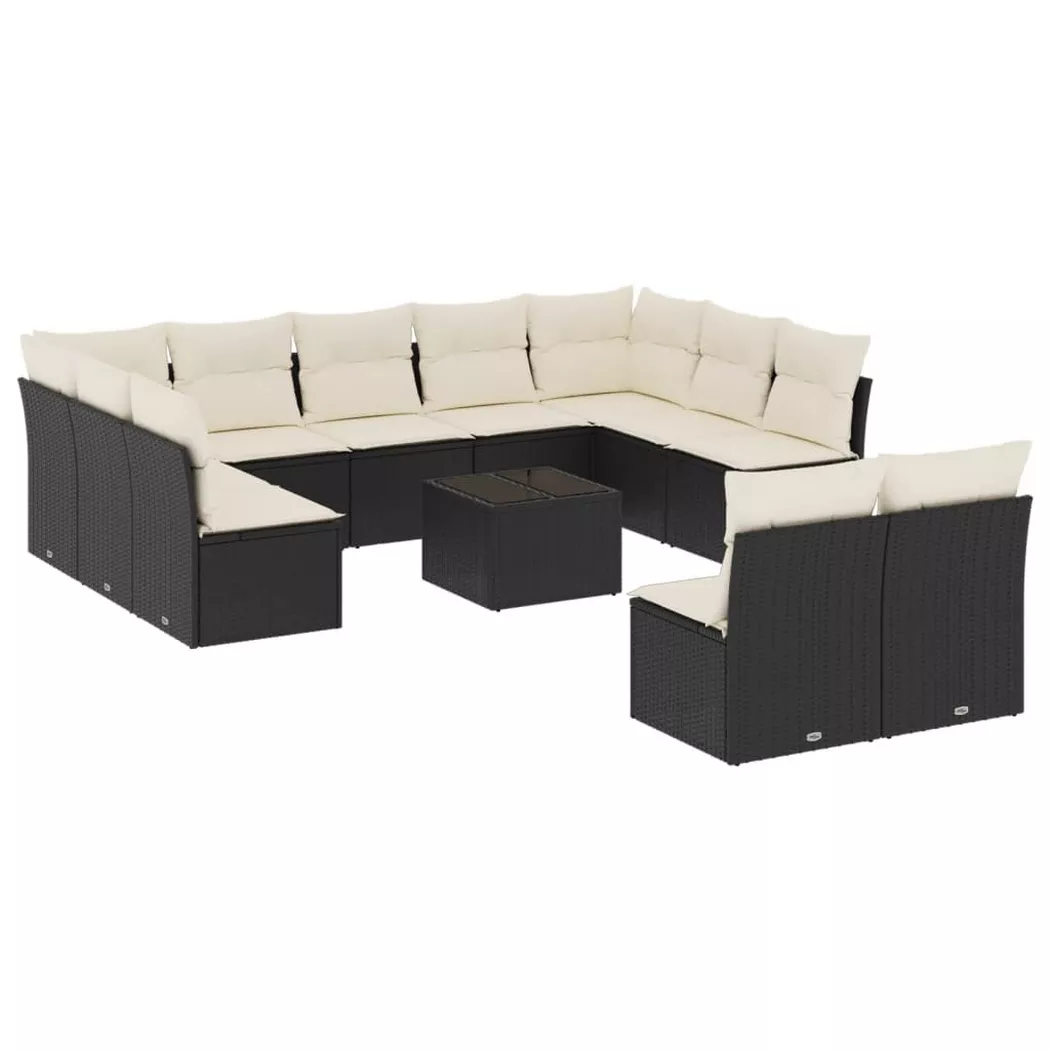 VidaXL - set divano da giardino Polirattan, One Size, Nero