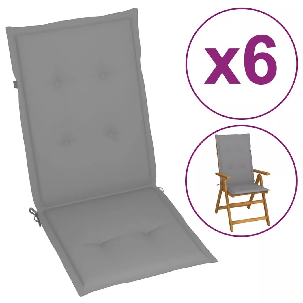 VidaXL - Coussins de chaise de jardin 6 pcs tissu, One Size, Gris