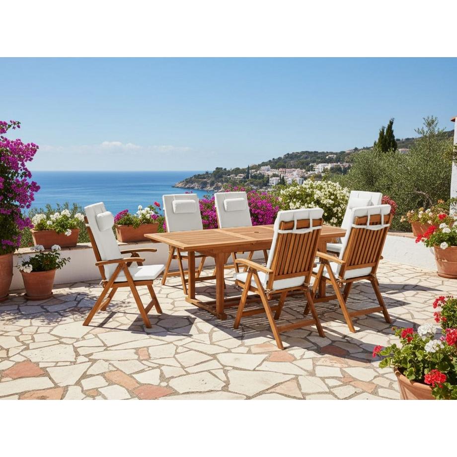 Beliani Set da pranzo per giardino con sedie en Legno d'acacia Mediterraneo JAVA PREMIUM  