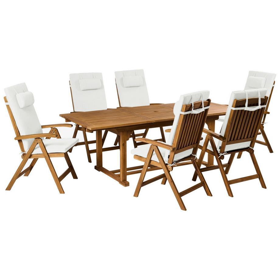 Set da pranzo per giardino con sedie en Legno d'acacia Mediterraneo JAVA PREMIUM