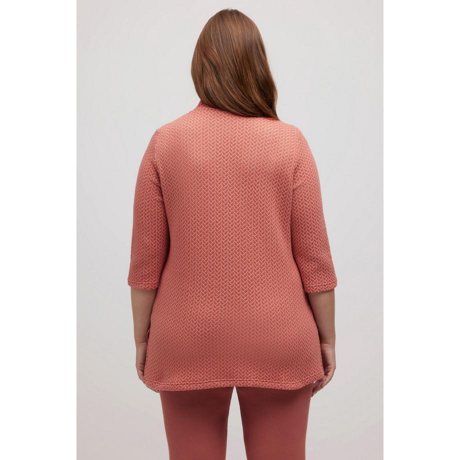 Ulla Popken Jacquard Stehkragen 3/4 Arm Sweatshirt  