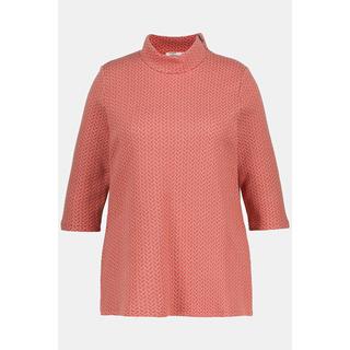 Ulla Popken  Sweatshirt, Jacquard, Stehkragen, 3/4-Arm, Biobaumwolle 