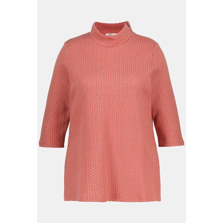 Ulla Popken Jacquard Stehkragen 3/4 Arm Sweatshirt  