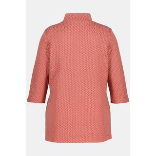 Ulla Popken  Sweatshirt, Jacquard, Stehkragen, 3/4-Arm, Biobaumwolle 