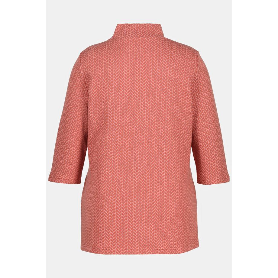 Ulla Popken Jacquard Stehkragen 3/4 Arm Sweatshirt  