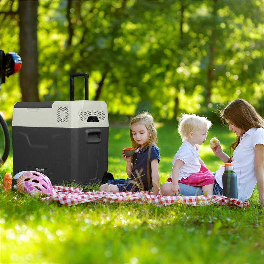 Arebos  Glacière à compresseur avec roulettes 47 L Réfrigérateur de voiture APP 