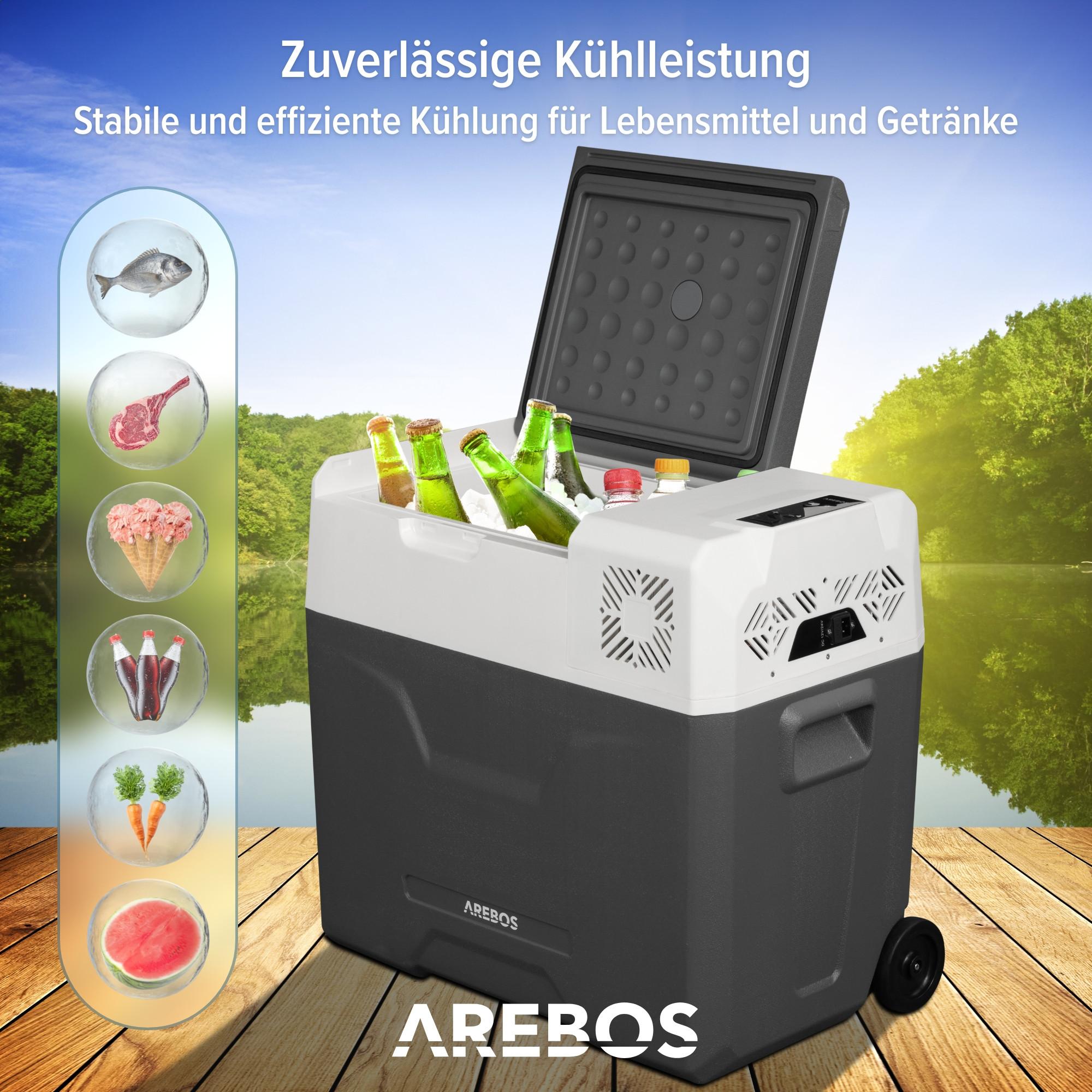 Arebos  Kompressor Kühlbox mit Rollen 47 L Auto Kühlschrank APP Gefrierbox 