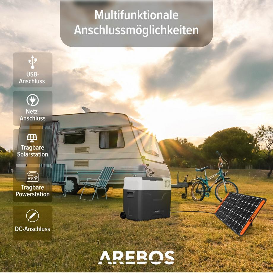 Arebos  Glacière à compresseur avec roulettes 47 L Réfrigérateur de voiture APP 