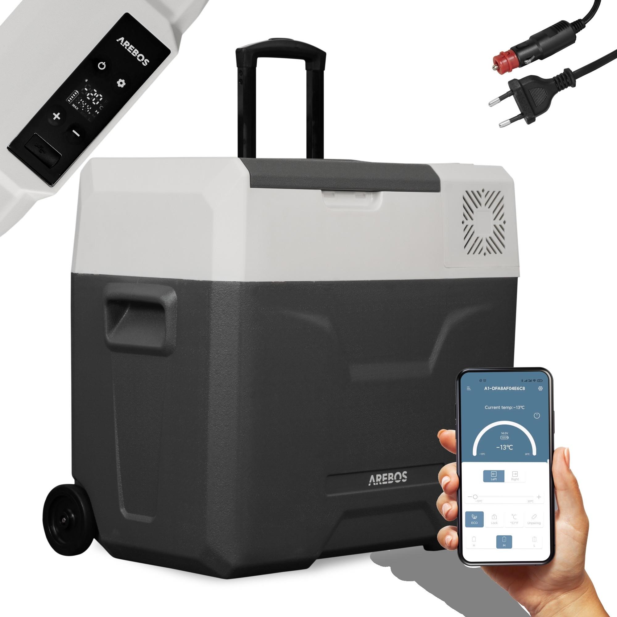 Arebos  Frigorifero a compressore con ruote 47 L per auto APP freezer box 