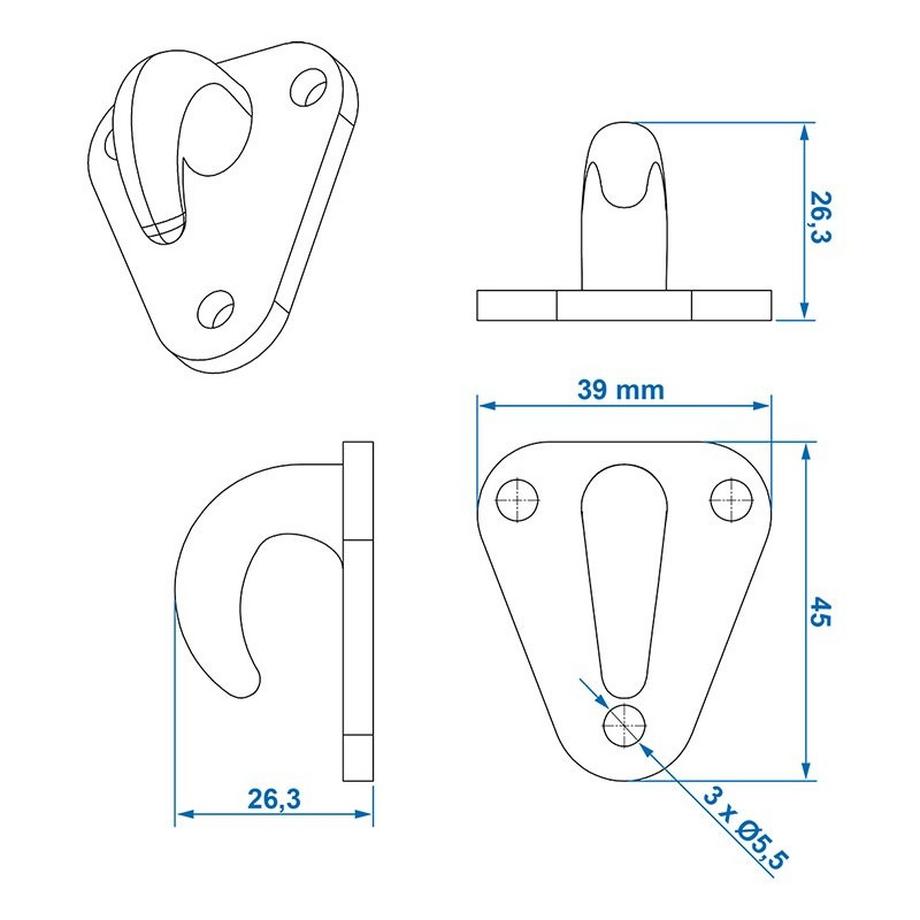 Pricenet Crochet de corde en plastique 45x39mm  