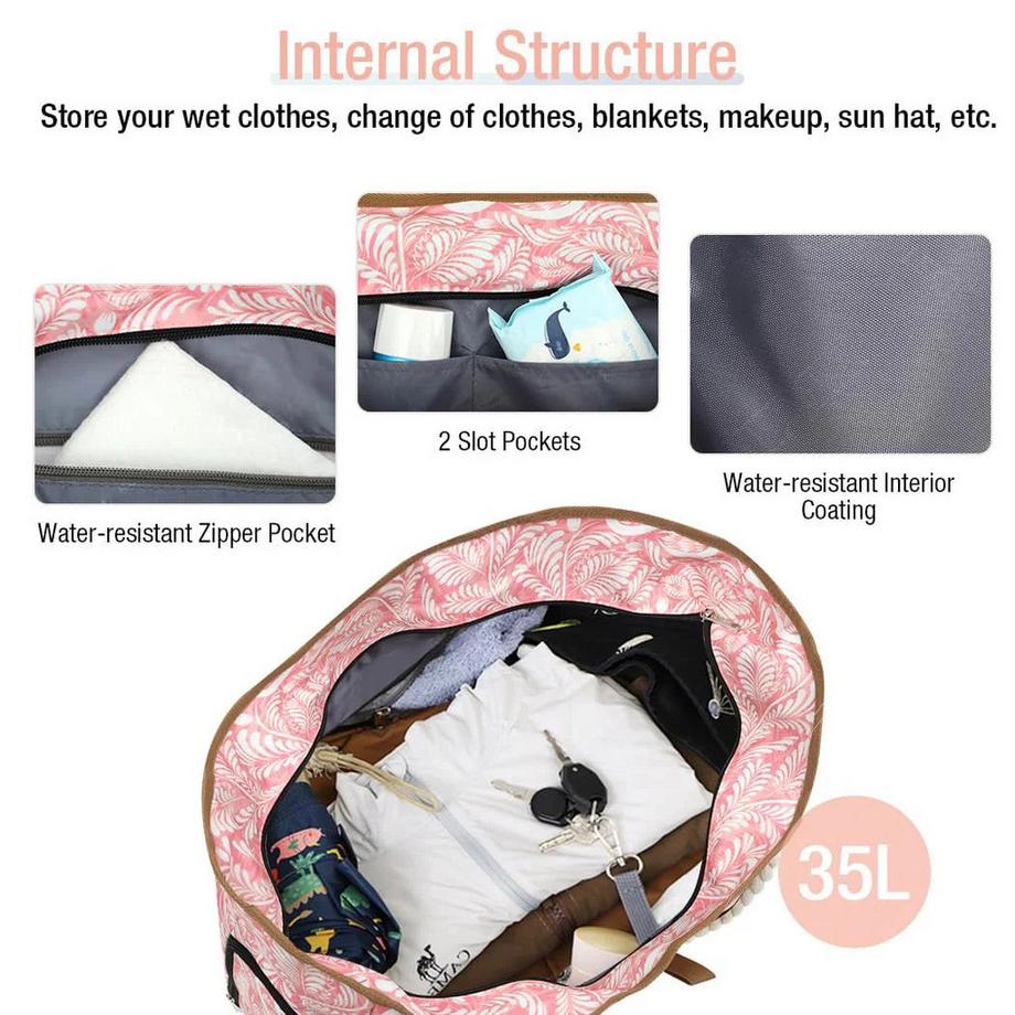 Only-bags.store Grand Sac de Plage avec Fermeture Éclair Sac de Bain Polyvalent Sac de Sauna Sac de Voyage Sac Fourre-Tout  