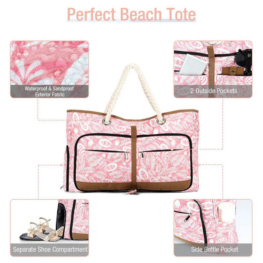 Only-bags.store Grand Sac de Plage avec Fermeture Éclair Sac de Bain Polyvalent Sac de Sauna Sac de Voyage Sac Fourre-Tout  