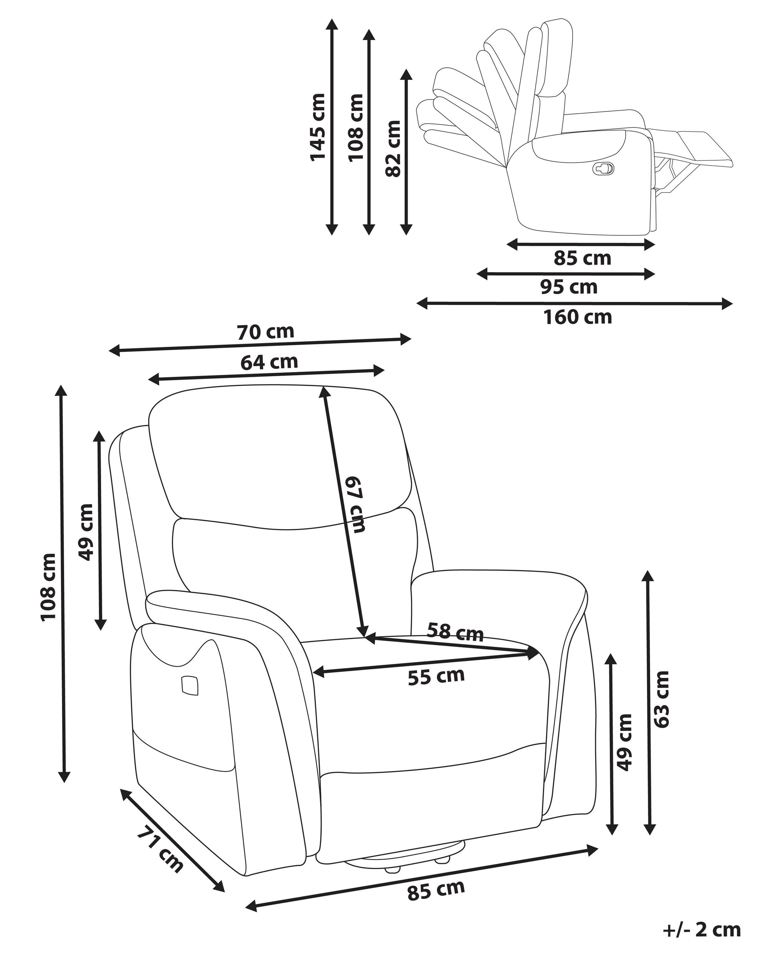 Beliani Fauteuil inclinable électrique en Cuir écologique vegan Moderne GLORIE  