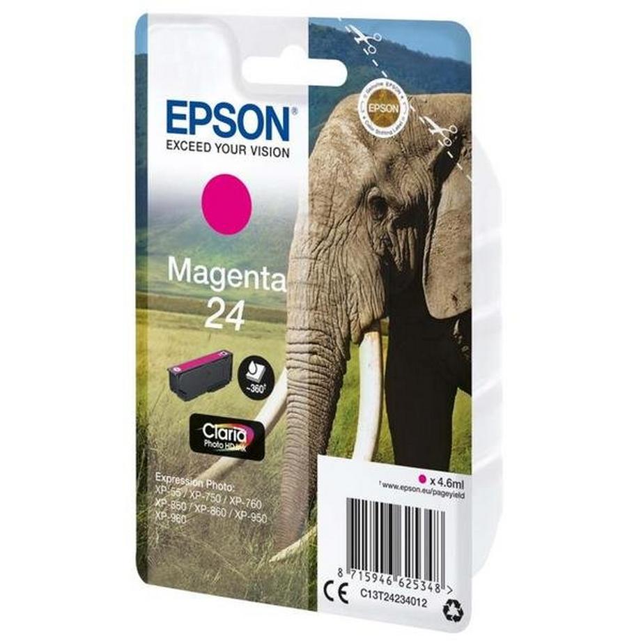 EPSON  Elephant Singlepack Magenta 24 Claria Photo HD Ink 