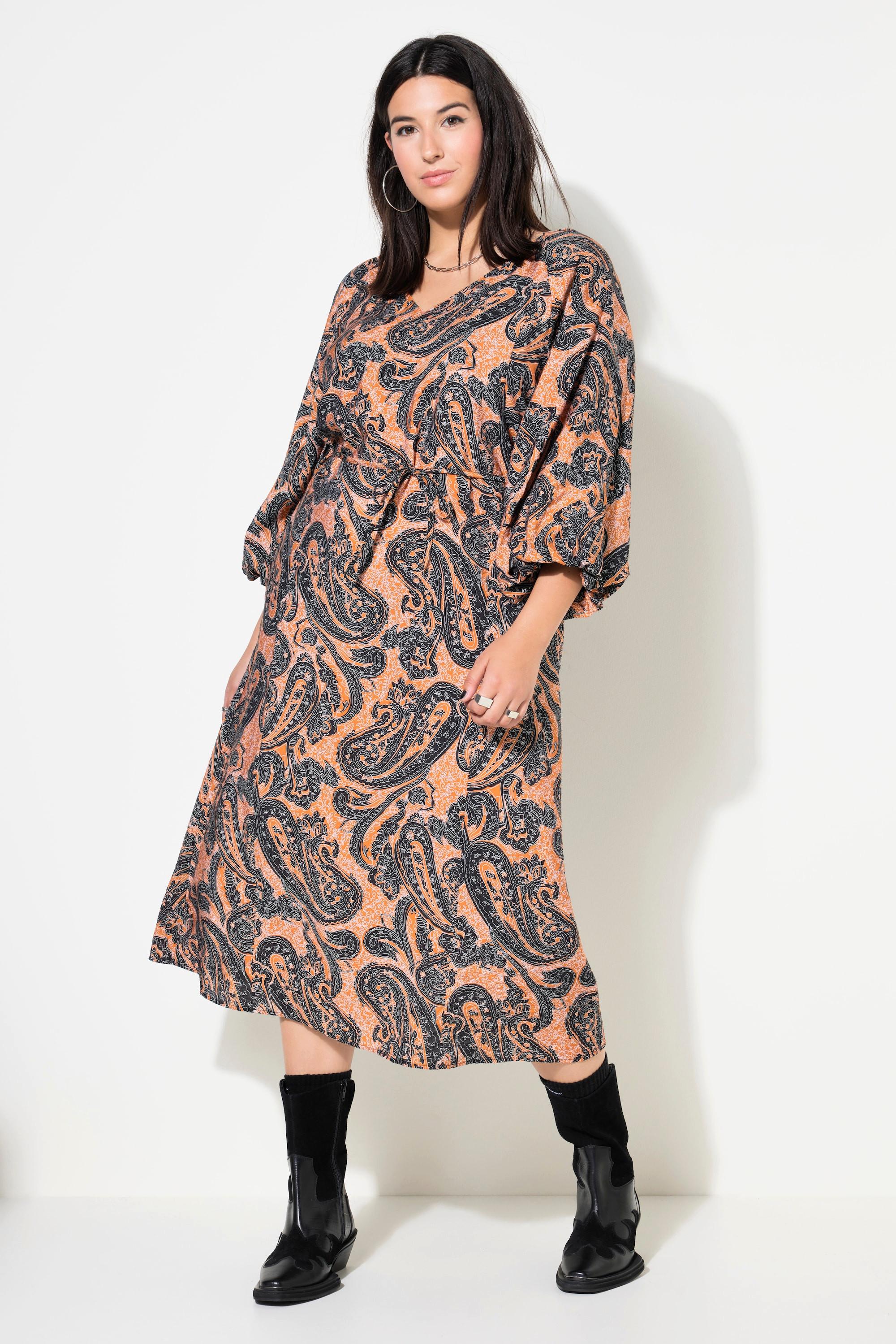 Studio Untold Maxi Abito Svasato Paisley con Maniche Blusanti 3/4  