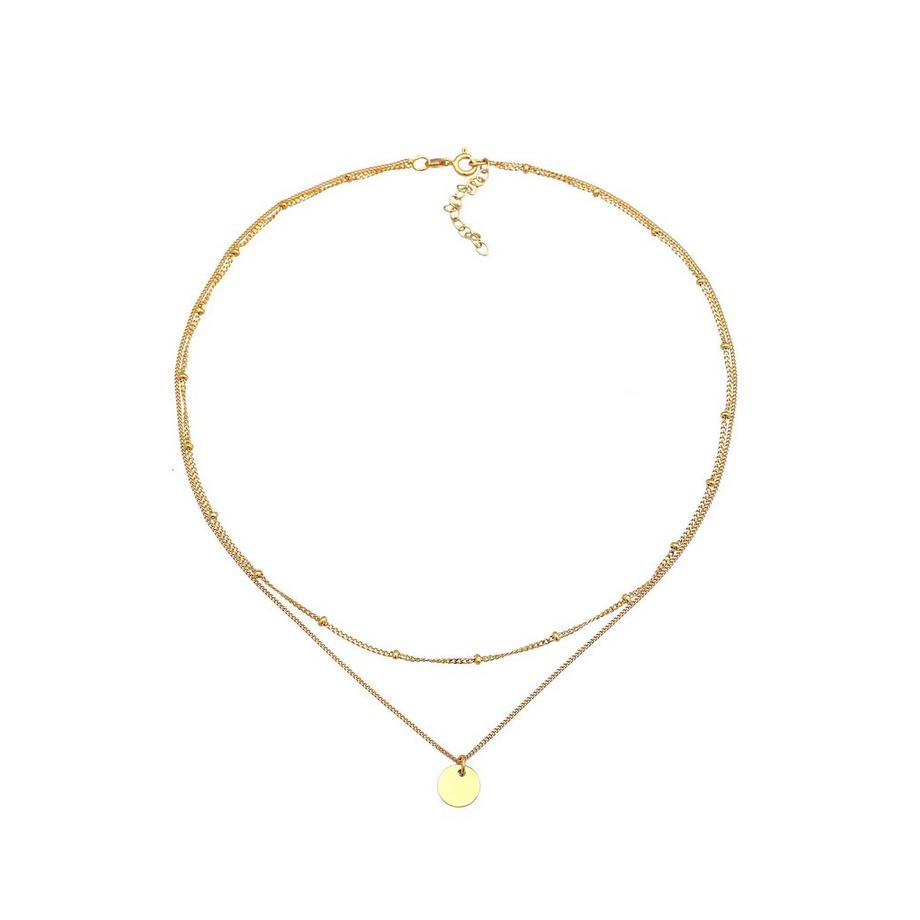 Elli  Halskette Choker Layer Kugelkette Plättchen 925 Silber 