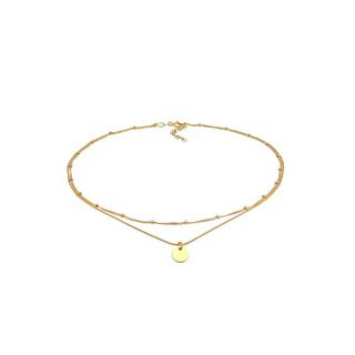Elli  Halskette Choker Layer Kugelkette Plättchen 925 Silber 