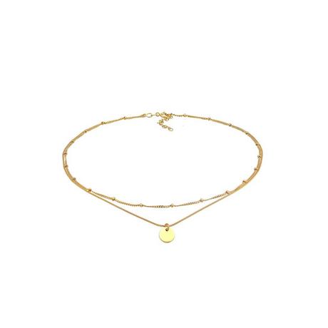 Elli  Halskette Choker Layer Kugelkette Plättchen 925 Silber 