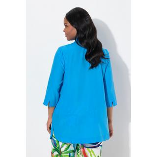 Ulla Popken Tunica Lunga Inserto Collo Alto Scollo a V Maniche 3/4  