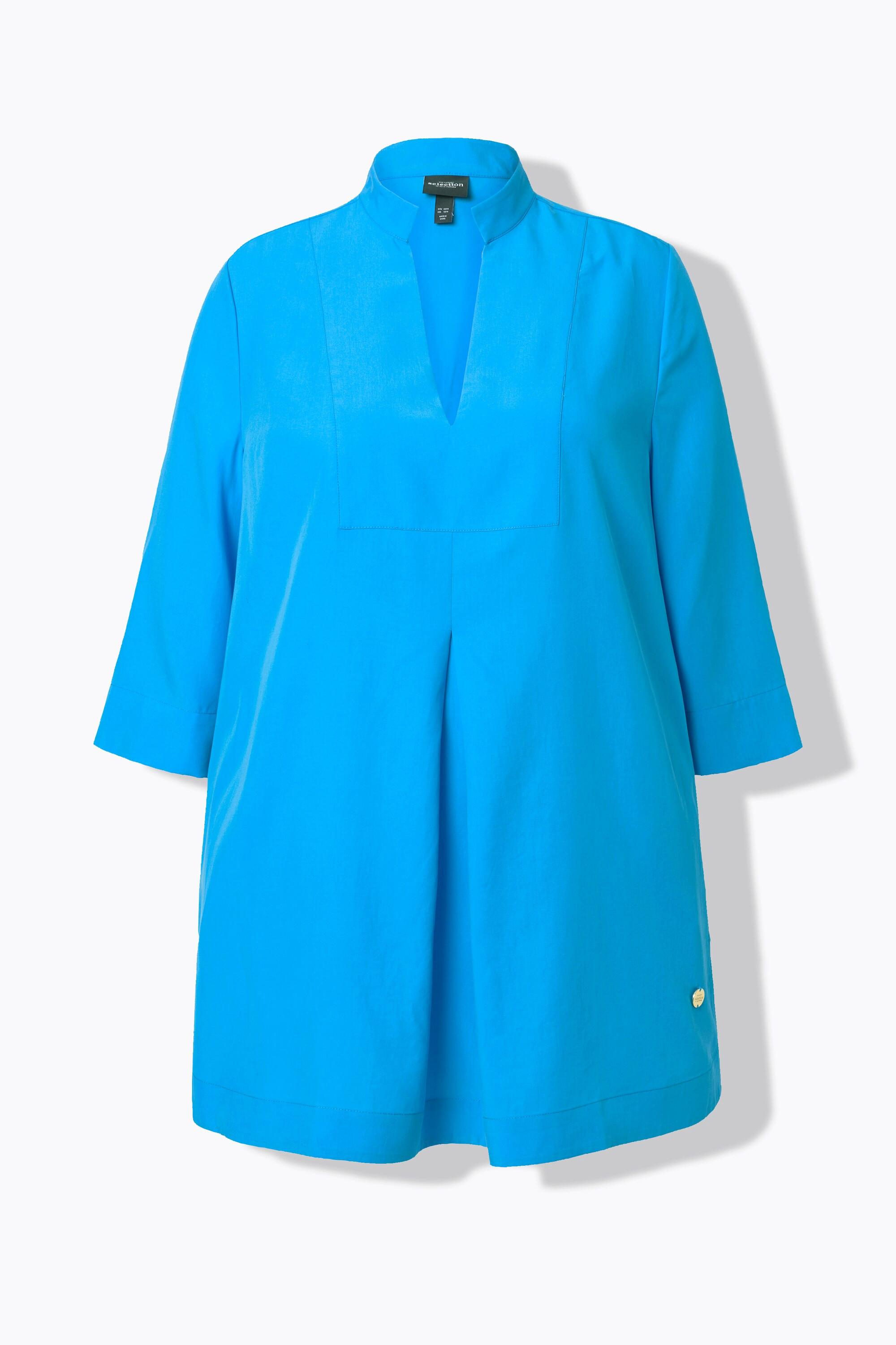 Ulla Popken Tunica Lunga Inserto Collo Alto Scollo a V Maniche 3/4  