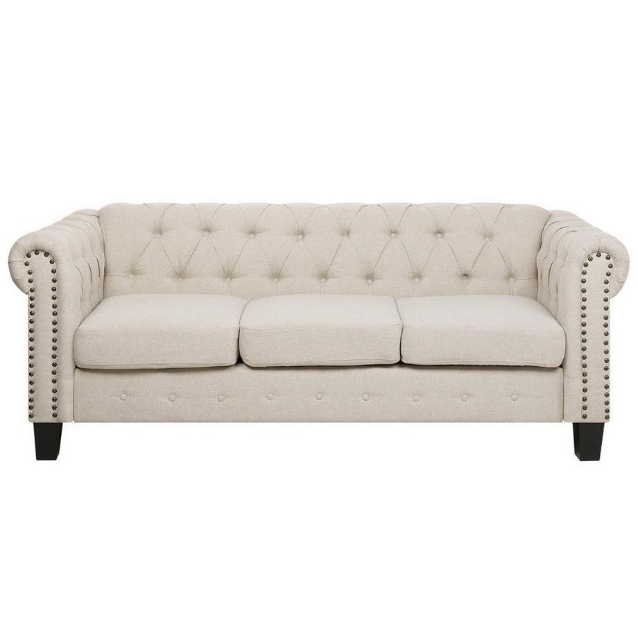 Beliani Canapé 3 places en Tissu Industriel CHESTERFIELD  