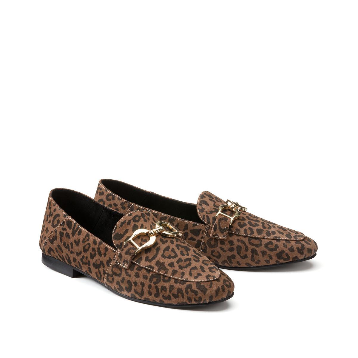 Image of Leder-loafer Mit Leo-print Damen Braun 42
