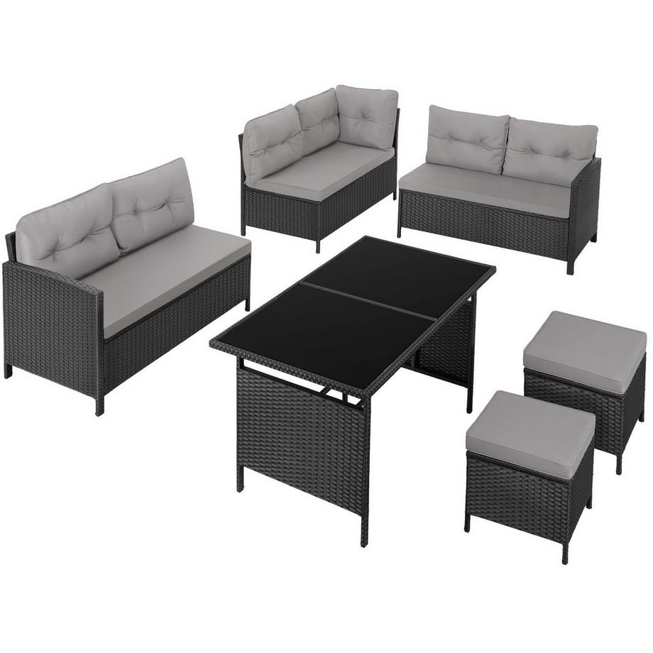 Tectake Canapé de jardin lounge en rotin BARLETTA pour 6 à 8 personnes  