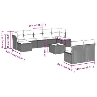 VidaXL set divano da giardino Polirattan  