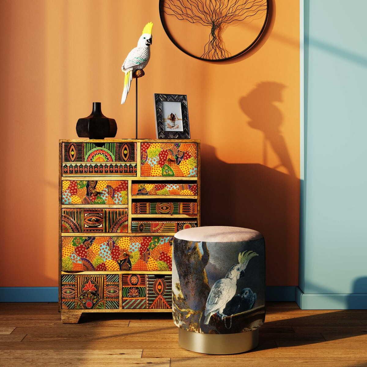 KARE Design Tabouret Cherry Parrot Brass rond 32  