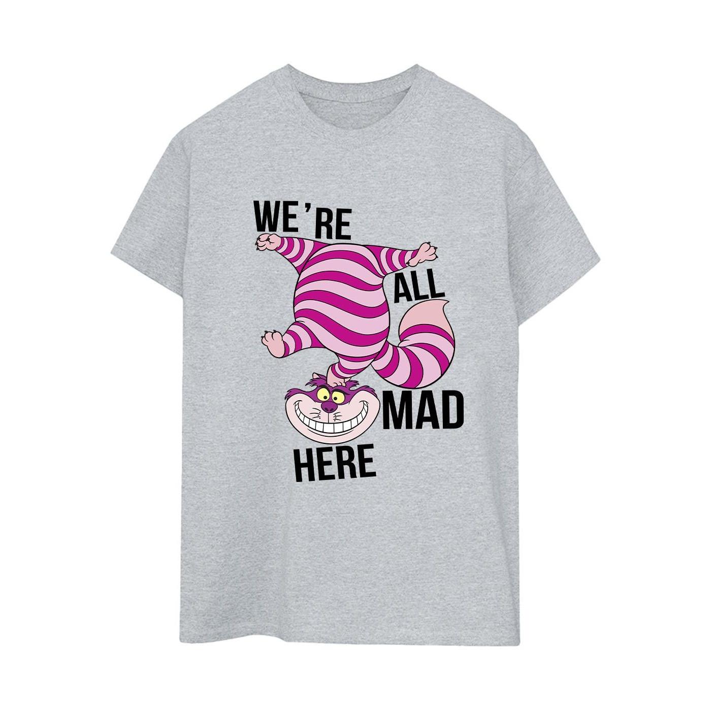 Image of Alice In Wonderland All Mad Here Tshirt Damen Grau XXL