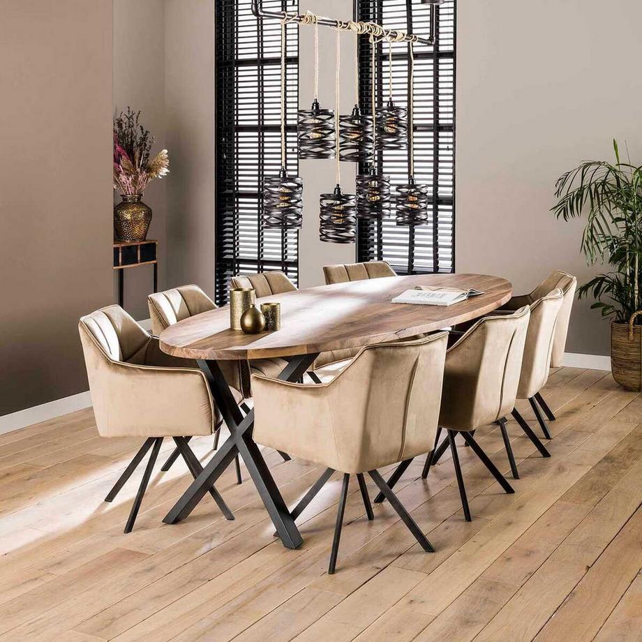 mutoni Sedia girevole Grid Velvet champagne  