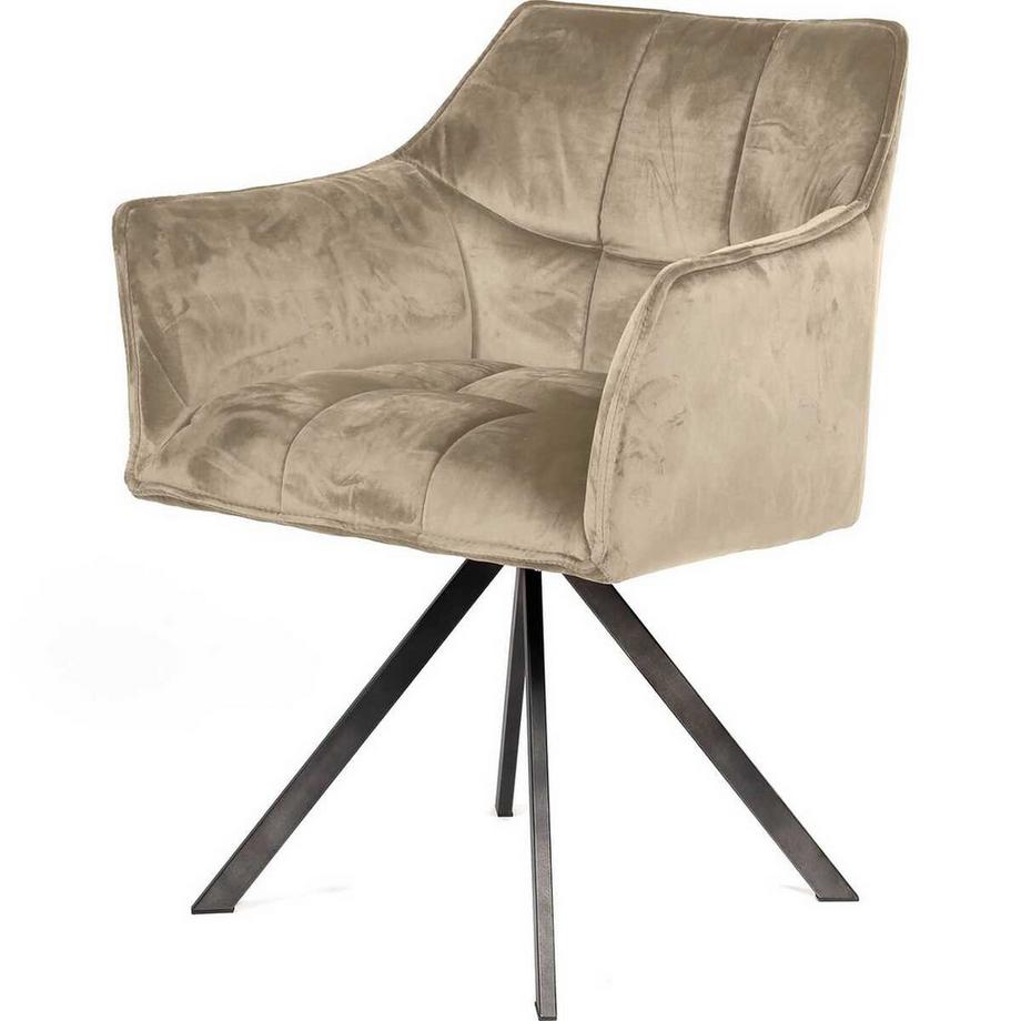 mutoni Sedia girevole Grid Velvet champagne  