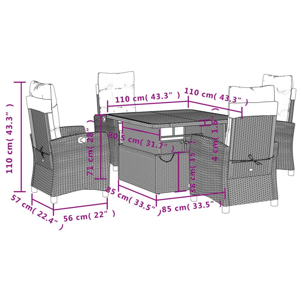 VidaXL Ensemble de salle à manger de jardin rotin synthétique  