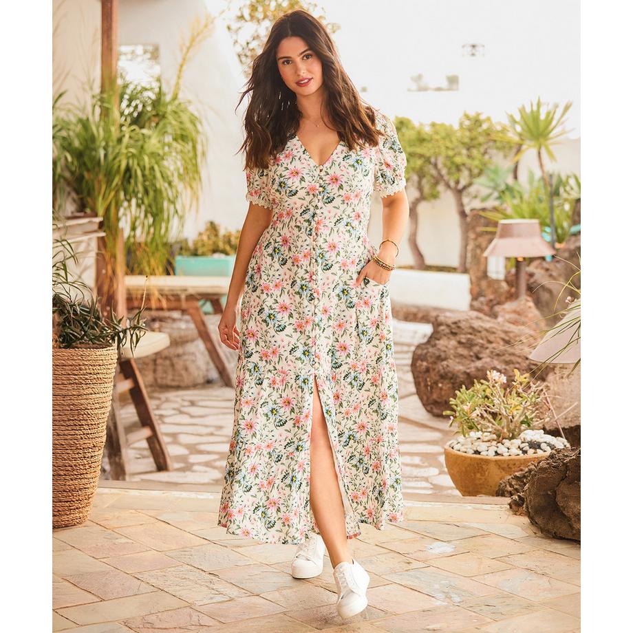 Joe Browns Crinkle Maxikleid mit Spitzenärmeln  