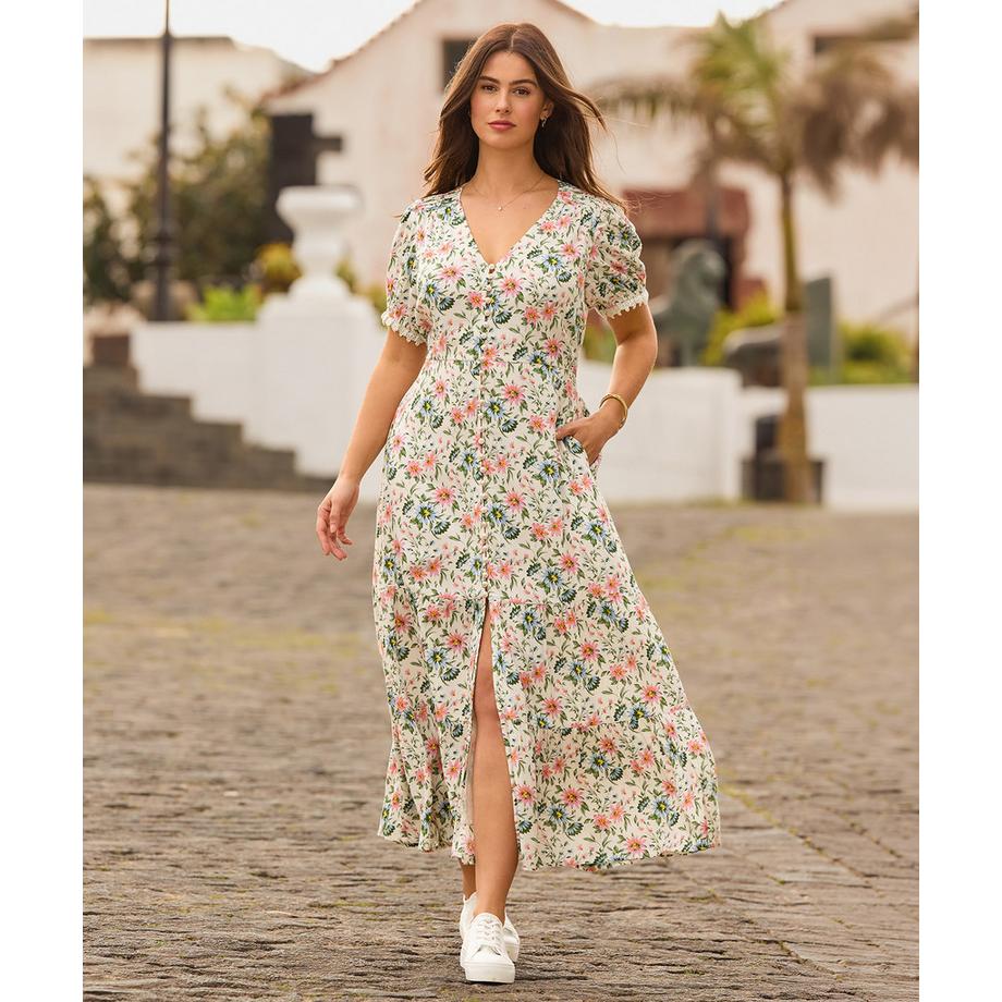 Joe Browns Crinkle Maxikleid mit Spitzenärmeln  