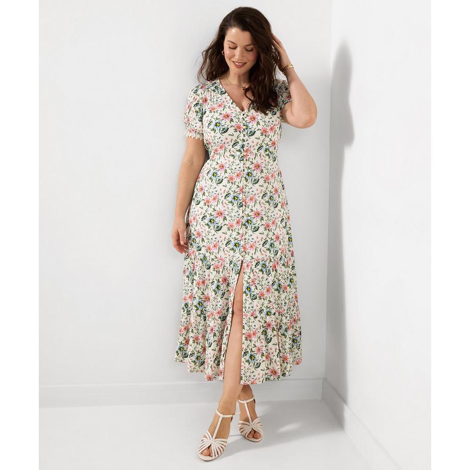 Joe Browns Crinkle Maxikleid mit Spitzenärmeln  