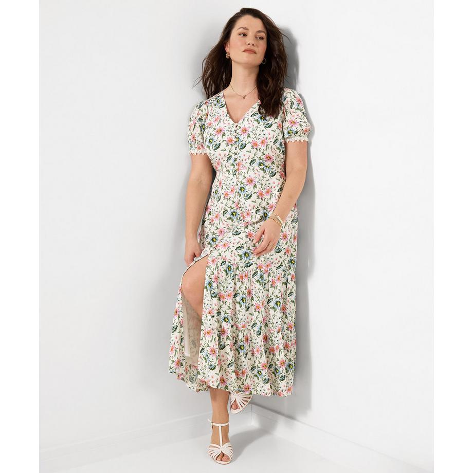 Joe Browns Crinkle Maxikleid mit Spitzenärmeln  
