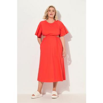 Robe maxi avec découpes, col rond et manches courtes