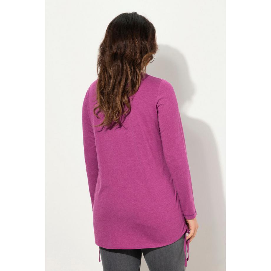 Ulla Popken Classic Langarm Rundhals Shirt mit Raffband  