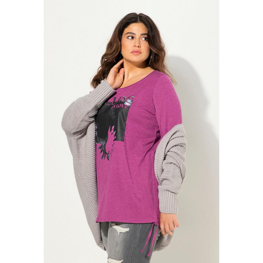 Ulla Popken Classic Langarm Rundhals Shirt mit Raffband  