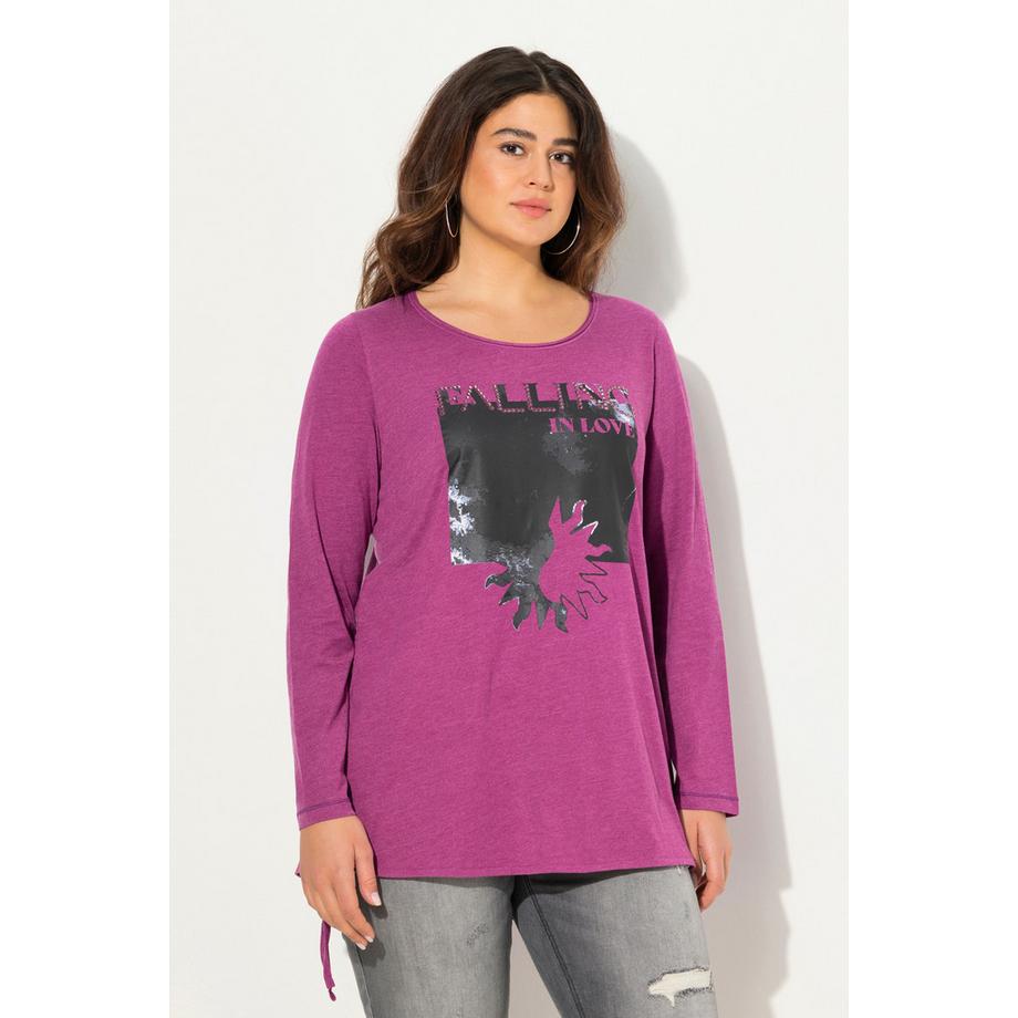 Ulla Popken Classic Langarm Rundhals Shirt mit Raffband  