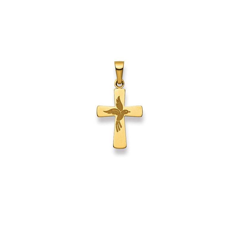 MUAU Schmuck  Anhänger Kreuz Gelbgold 750, 25x13mm 