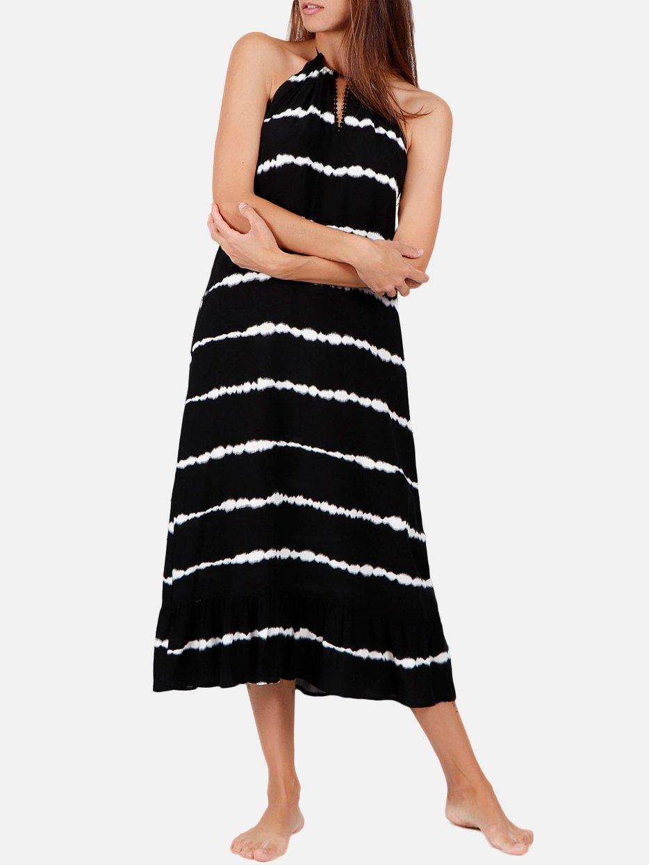 Image of Ärmelloses Sommer-maxikleid Tie And Dye Damen Schwarz M